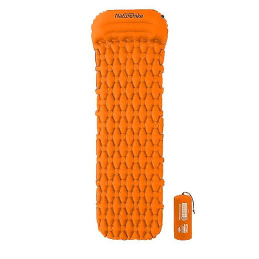 Килимок надувний з подушкою Naturehike FC-12 NH19Z012-p, 65 мм, помаранчевий