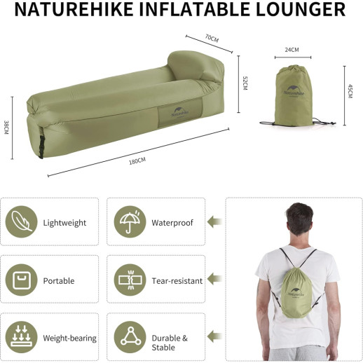 Ламзак з підголовником Naturehike NH20FCD06, оливковий (6927595777053)
