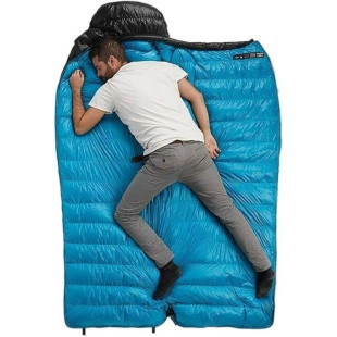 Спальник з натуральним пухом Naturehike CW400 NH18C400-D, p-р L, чорно-блакитний (6927595794548)