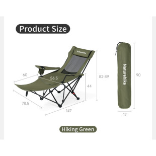 Крісло-шезлонг складане Naturehike CNK2550JJ023 Nightfall T05, сталь, хакі