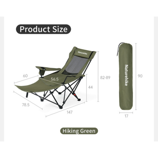 Крісло-шезлонг складане Naturehike CNK2550JJ023 Nightfall T05, сталь, хакі