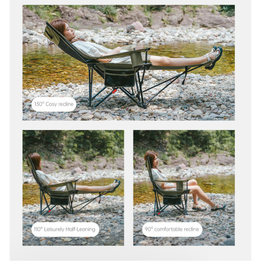 Крісло-шезлонг складане Naturehike CNK2550JJ023 Nightfall T05, сталь, хакі