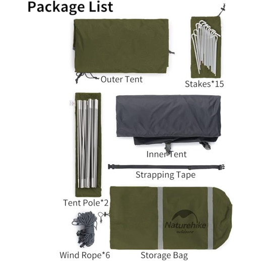 Намет тримісний Naturehike P-Series CNK2300ZP028, темний оливковий