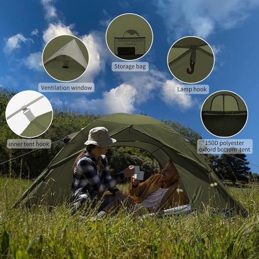 Намет тримісний Naturehike P-Series CNK2300ZP028, темний оливковий