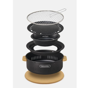 Настільна кругла піч із решіткою Naturehike CNK2550CF010, 36*32.6*12 см, хромоване залізо