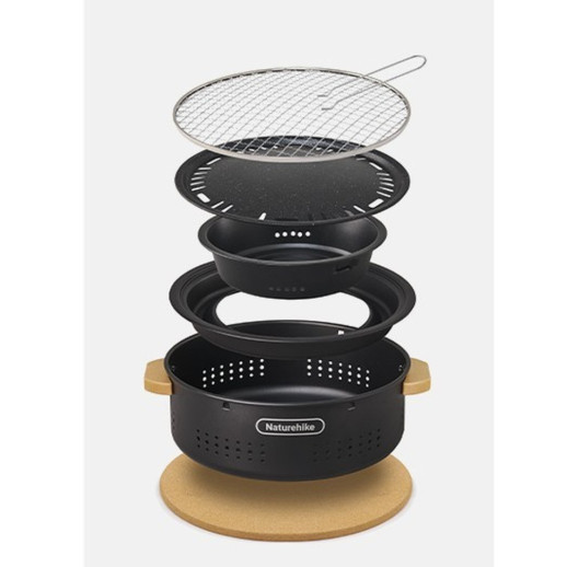 Настільна кругла піч із решіткою Naturehike CNK2550CF010, 36*32.6*12 см, хромоване залізо