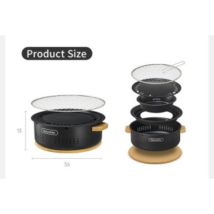 Настільна кругла піч із решіткою Naturehike CNK2550CF010, 36*32.6*12 см, хромоване залізо