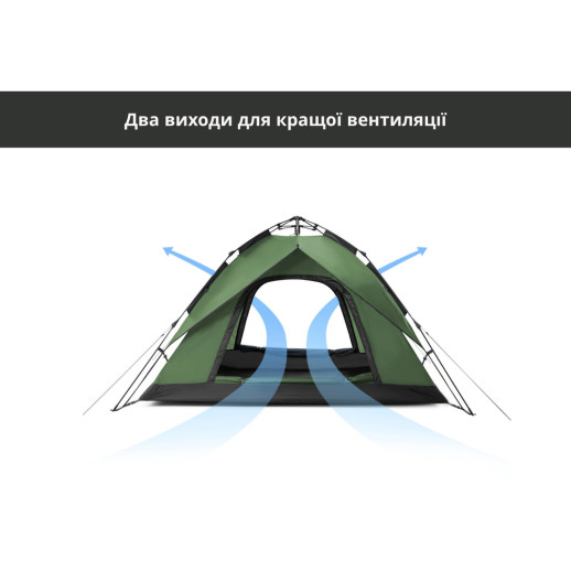 Намет тримісний автоматичний Naturehike NH21ZP008, оливково-зелений
