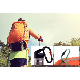 Карабін алюмінієвий с муфтою Naturehike D-type 80 мм NH15A008-D, чорний