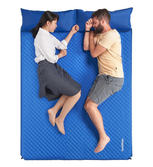 Килимок самонадувний двомісний з подушкою Naturehike NH18Q010-D, 25 мм, синій