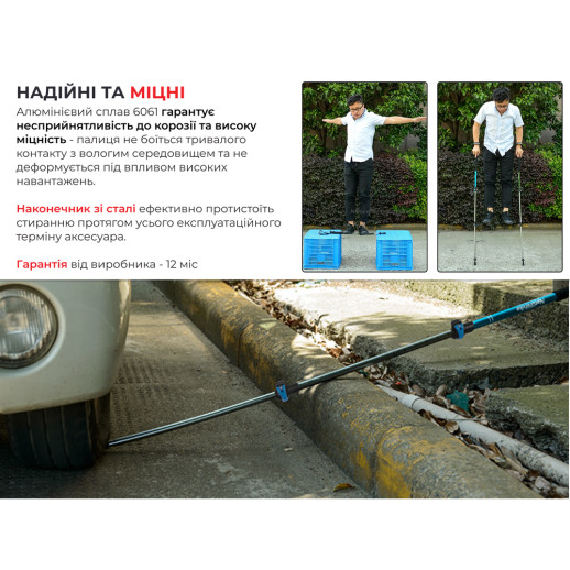 Трекінгова палиця 3-сек. Naturehike Men ST 01 6061 AL NH17D001-Z, алюміній, синя