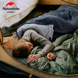 Спальник з капюшоном та закругленим дном Naturehike Y150 NH21MSD08 правий, темно-блакитний