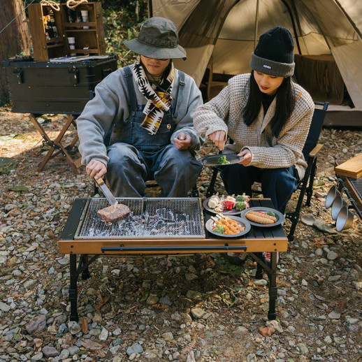 Стіл розкладний комбінований Naturehike NH21JU011, алюміній / бук