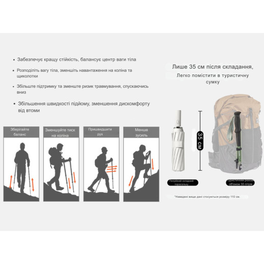 Трекінгова палиця Naturehike CNK2450DS016, 110 см, сіра