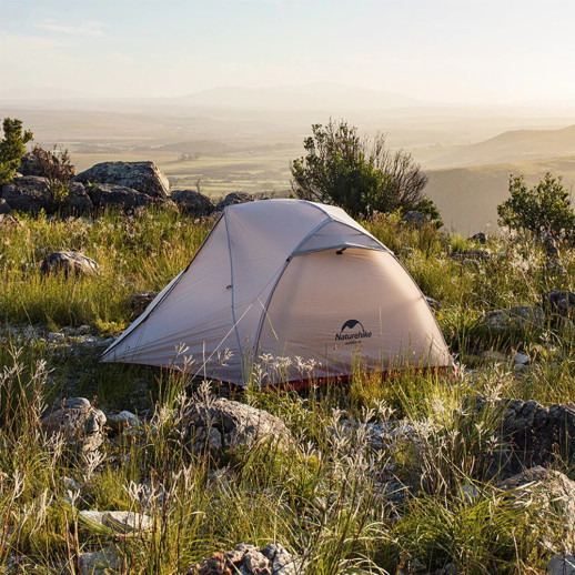 Намет надлегкий двомісний  з футпринтом Naturehike Star-River 2 Updated NH17T012-T, 210T, сіро-червоний