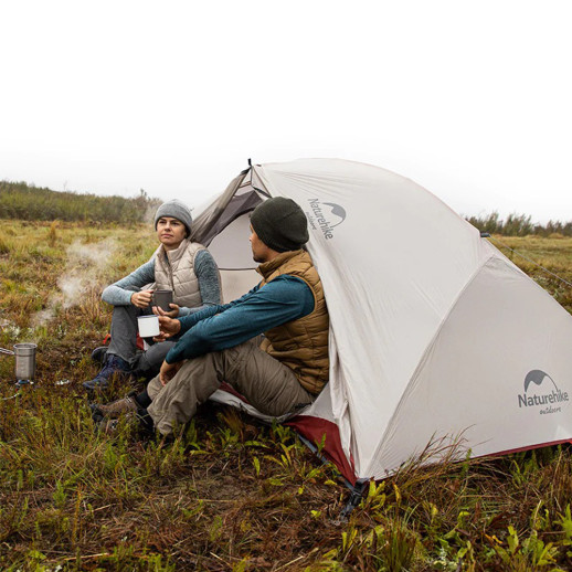 Намет надлегкий двомісний  з футпринтом Naturehike Star-River 2 Updated NH17T012-T, 210T, сіро-червоний