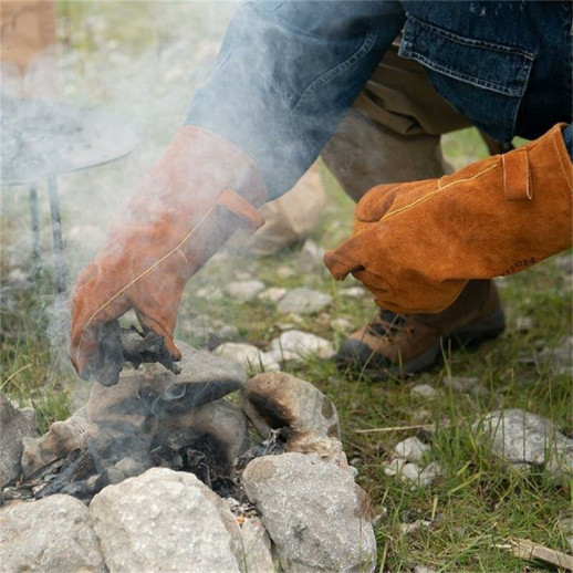 Рукавички вогнетривкі Naturehike 35×14см Cow Split Leather Heat/Fire Resistent Gloves, коричневий