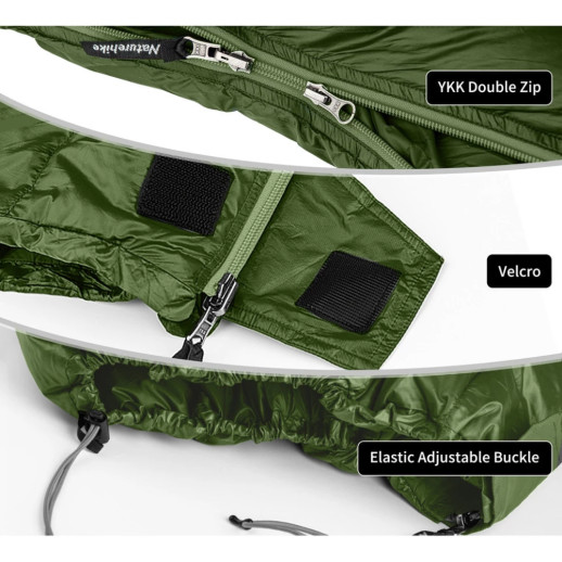 Спальний мішок з натуральним пухом Naturehike CWM295 CNK2300SD013, зелений