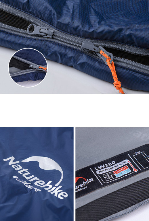 Спальник надлегкий Naturehike Ultra light LW 180 NH15S003-D, (20 ° C), P-P M, правий, темно-зелений