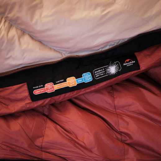 Спальник з натуральним пухом Naturehike Snowbird NH20YD001,p-р L, коричневий 560 г
