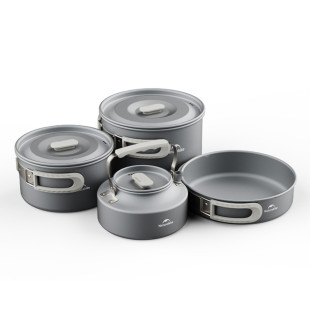 Набір посуду (2 каструлі, чайник, сковорідка) Naturehike CNK2450CF010, алюміній