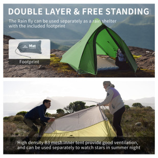 Намет надлегкий двомісний Naturehike Cloud Up Pro CNK2350WS020, темно-зелений