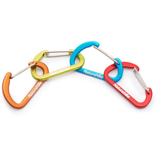 Карабін алюмінієвий Naturehike D-type NH15A004-h, 4 см, зелений (2 шт.)