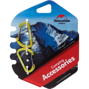 Карабін алюмінієвий Naturehike D-type NH15A004-h, 4 см, зелений (2 шт.)