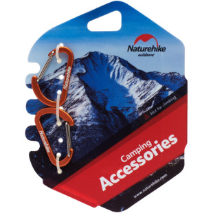 Карабін алюмінієвий Naturehike D-type NH15A004-h, 4 см, помаранчевий (2 шт.)