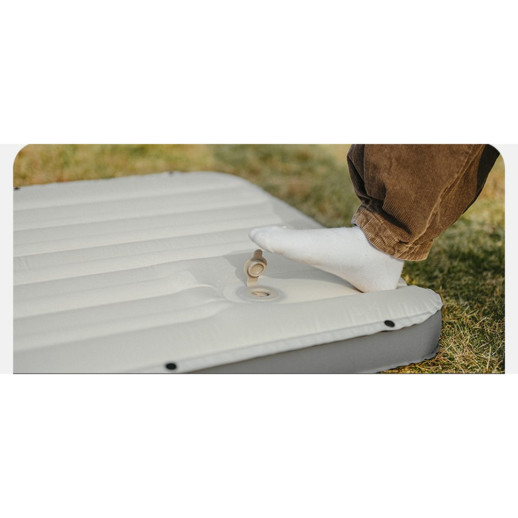 Матрац надувний одинарний Naturehike CNK2450WS035, 95 мм, із вбудованою помпою, білий
