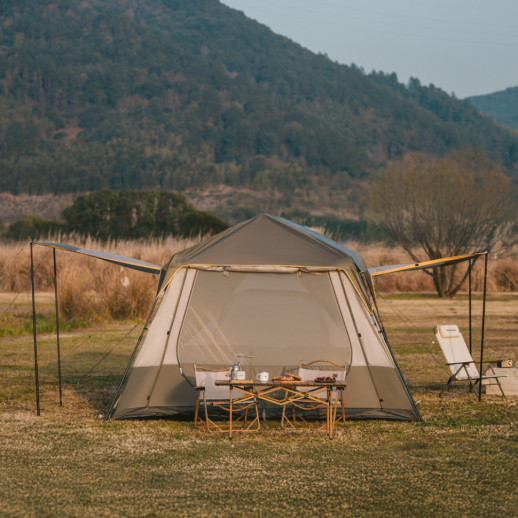 Намет шестимісний Naturehike Cape 8.4 CNK2450WS050 з швидким розкриттям, сіро-коричневий