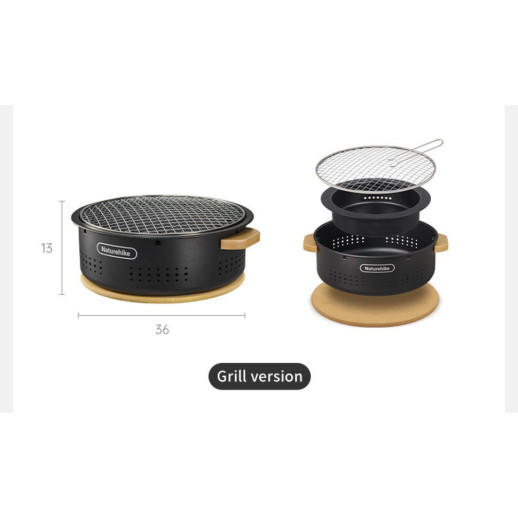 Настільна кругла піч із решіткою Naturehike CNK2550CF010, 36*32.6*12 см, хромоване залізо (6977465869418)