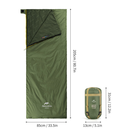 Спальний мішок Naturehike LW180 Mini NH21MSD04, правий, XL, темно-зелений