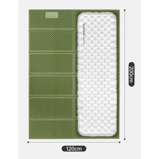 Килимок складаний подвійний IXPE Naturehike CNK2450WS044, алюмінієва плівка, 200x120х1,8 см, оливковий зелений