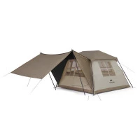 Палатка с навесом Naturehike Village CNK2300ZP021, коричневая большая