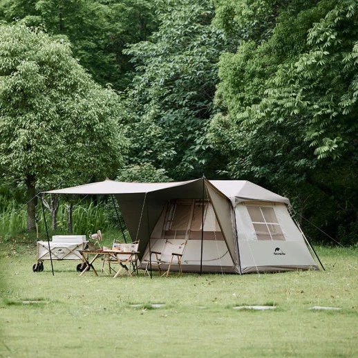 Намет з навісом Naturehike Village CNK2300ZP021, коричневий великий