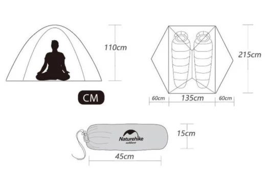 Палатка Naturehike Star-River 2 Updated NH17T012-T, 210T сверхлегкая двухместная с футпринтом, оранжевая