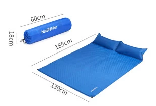 Коврик самонадувающийся двухместный с подушкой Naturehike NH18Q010-D, 25 мм, синий