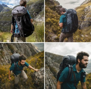 Рюкзак туристический Naturehike Rock NH20BB113, 40L + 5L, черный