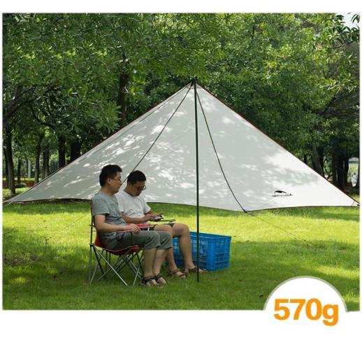 Тент туристичний Naturehike 20D silicone 4,25х2.55м 0,57 кг grey/white (NH15T003-M)