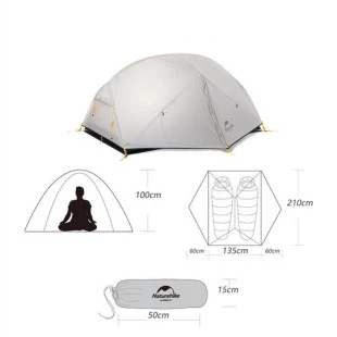 Намет Naturehike Mongar NH17T007-m, 20D надлегка двомісна з футпринтом, зелено-білий
