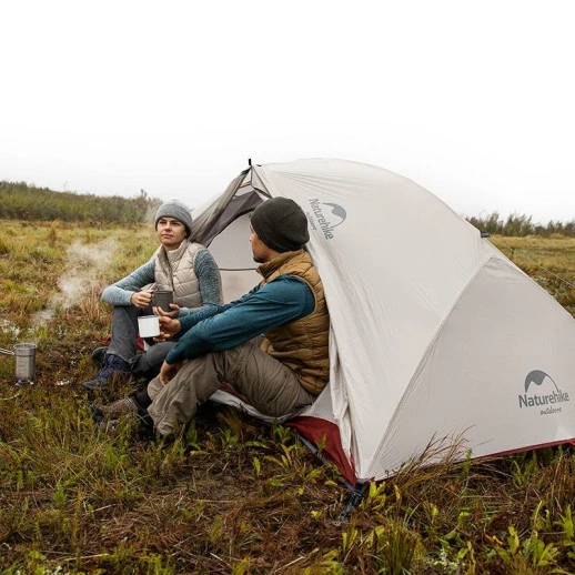 Намет Naturehike Star-River 2 Updated NH17T012-T, 20D надлегка двомісна з футпринтом, сіро-червоний
