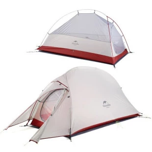 Намет Naturehike Сloud Up 1 Updated NH18T010-T, 20D надлегка одномісна з футпринтом, сіро-червоний