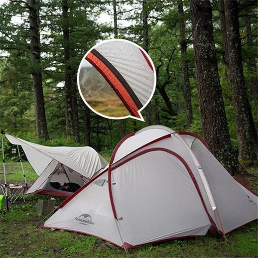 Палатка Naturehike Hiby NH19ZP005, 40D сверхлегкая четырехместная с футпринтом, серо-красный