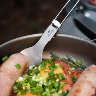 Ложко-вилка титановая складная Naturehike NH19C001-J серая с мешочком