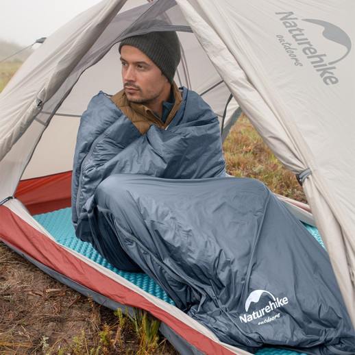 Спальник сверхлегкий Naturehike Ultralight LW180 NH21MSD09 левый, (15°C), p-p XL, серо-синий