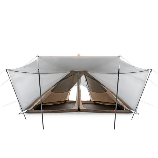 Тент-палатка для кемпинга Naturehike Ranch Pyramid NH20ZP014, 150D, 482*482*280 см, золотая (с пятью стойками)