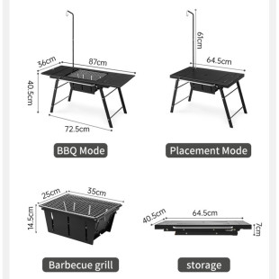Стол для барбекю стальной Naturehike CNK2350CF018, черный