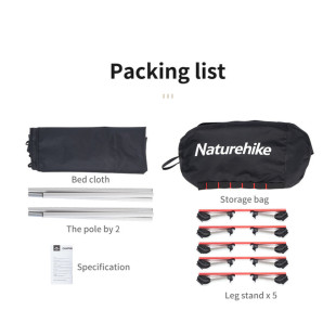 Кровать складная Naturehike XJC05 NH20JJ001, Полиэстер Oxford / алюминий, темно-зеленый