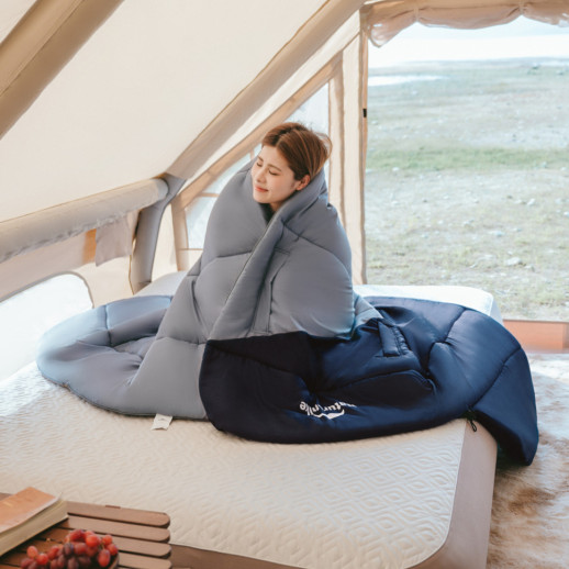 Спальник с капюшоном Naturehike Sunny Day PL02 U450 CNK2550WS028, (3,9 ° C), левый, голубовато-синий